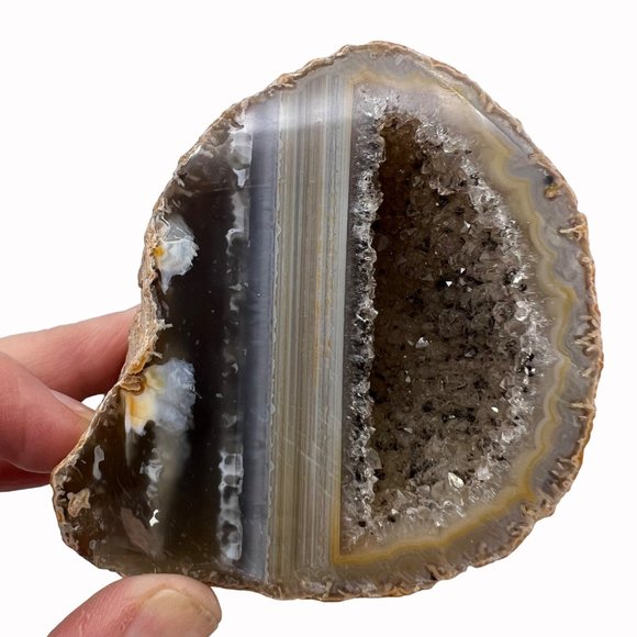 Polished Natural Agate Crystal Geode Druzy